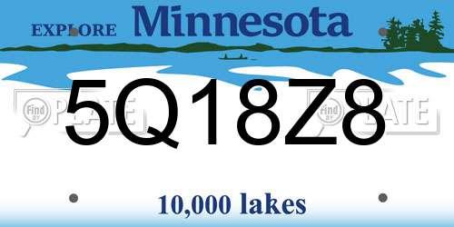 5Q18Z8 Minnesota License Plate