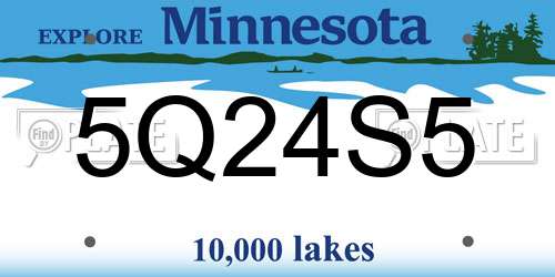 5Q24S5 Minnesota License Plate
