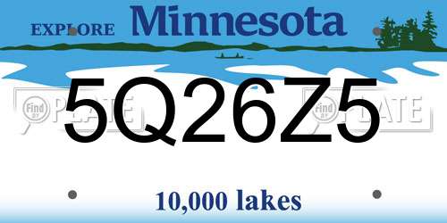 5Q26Z5 Minnesota License Plate