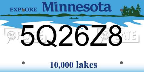 5Q26Z8 Minnesota License Plate