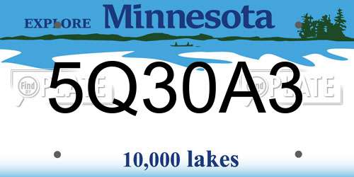 5Q30A3 Minnesota License Plate