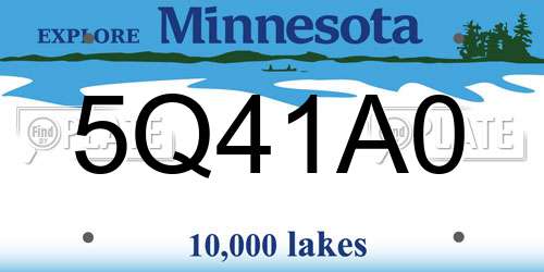 5Q41A0 Minnesota License Plate