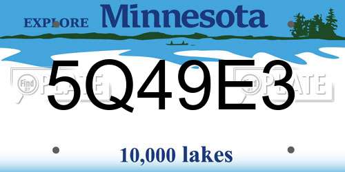 5Q49E3 Minnesota License Plate