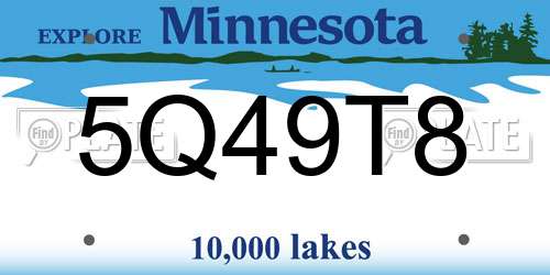 5Q49T8 Minnesota License Plate