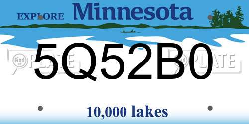 5Q52B0 Minnesota License Plate