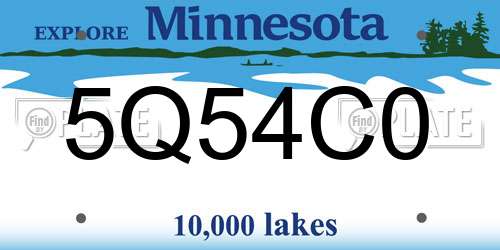 5Q54C0 Minnesota License Plate