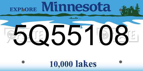 5Q55108 Minnesota License Plate