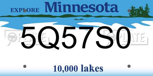 5Q57S0 Minnesota License Plate