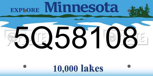 5Q58108 Minnesota License Plate