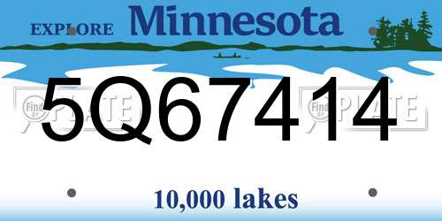 5Q67414 Minnesota License Plate