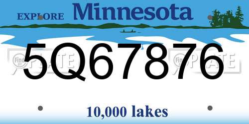 5Q67876 Minnesota License Plate