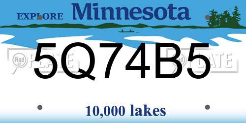 5Q74B5 Minnesota License Plate
