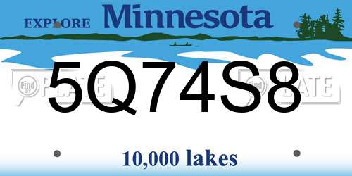 5Q74S8 Minnesota License Plate