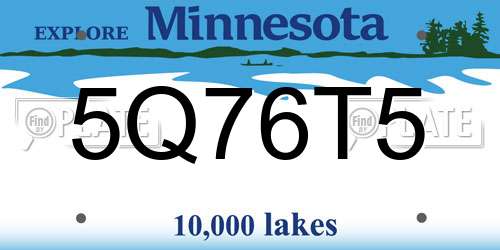 5Q76T5 Minnesota License Plate