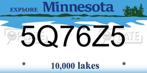 5Q76Z5 Minnesota License Plate