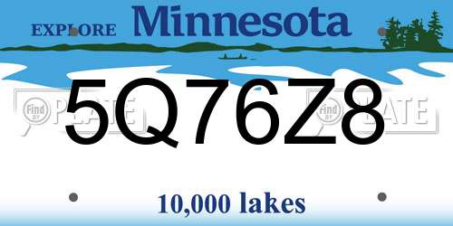 5Q76Z8 Minnesota License Plate