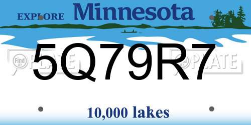 5Q79R7 Minnesota License Plate