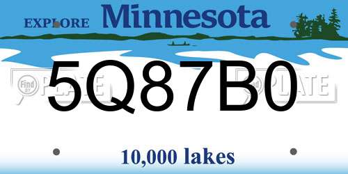 5Q87B0 Minnesota License Plate
