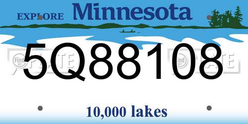 5Q88108 Minnesota License Plate