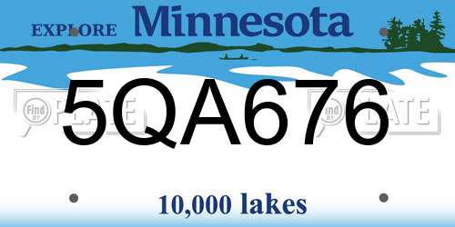 5QA676 Minnesota License Plate