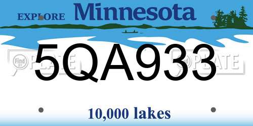 5QA933 Minnesota License Plate