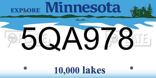 5QA978 Minnesota License Plate