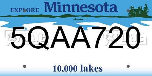 5QAA720 Minnesota License Plate