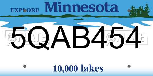 5QAB454 Minnesota License Plate