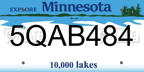 5QAB484 Minnesota License Plate