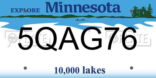 5QAG76 Minnesota License Plate