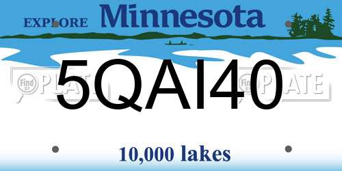 5QAI40 Minnesota License Plate