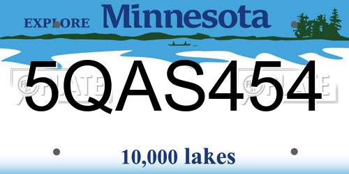 5QAS454 Minnesota License Plate