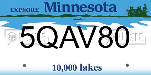 5QAV80 Minnesota License Plate