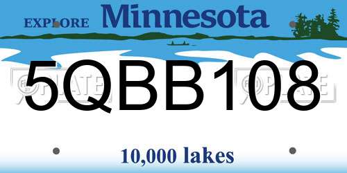 5QBB108 Minnesota License Plate