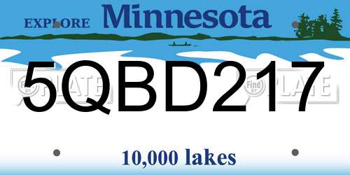 5QBD217 Minnesota License Plate