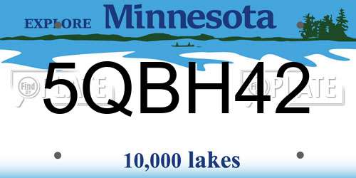 5QBH42 Minnesota License Plate