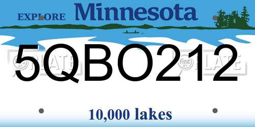 5QBO212 Minnesota License Plate
