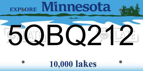 5QBQ212 Minnesota License Plate