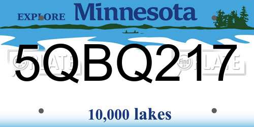 5QBQ217 Minnesota License Plate