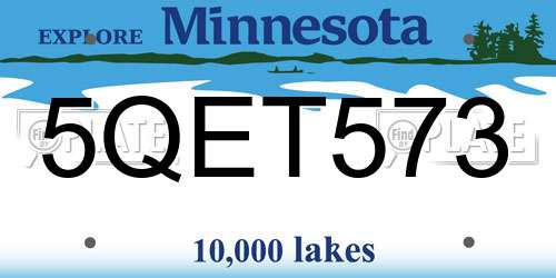 5QET573 Minnesota License Plate
