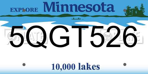 5QGT526 Minnesota License Plate