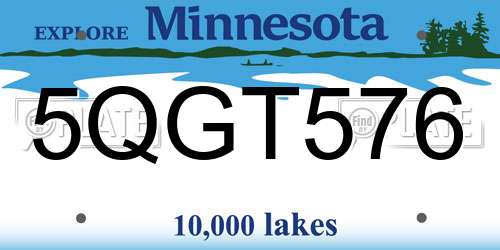 5QGT576 Minnesota License Plate