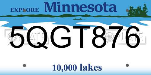 5QGT876 Minnesota License Plate