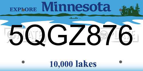 5QGZ876 Minnesota License Plate