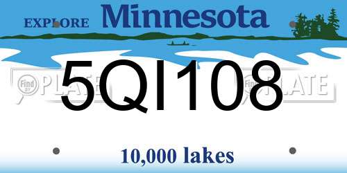 5QI108 Minnesota License Plate