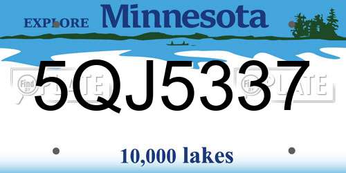 5QJ5337 Minnesota License Plate