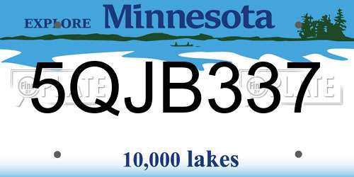 5QJB337 Minnesota License Plate