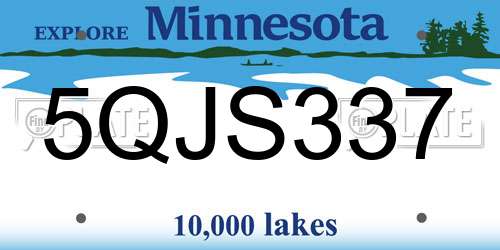 5QJS337 Minnesota License Plate