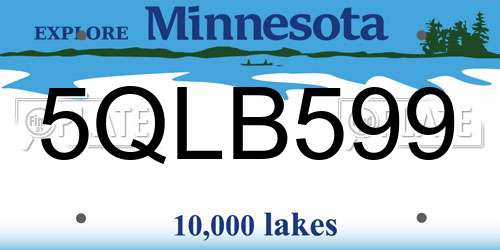 5QLB599 Minnesota License Plate