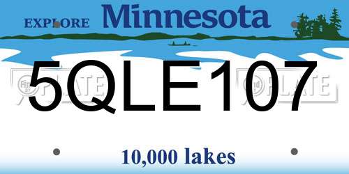 5QLE107 Minnesota License Plate
